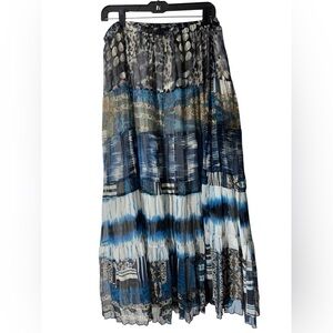 Chico's Crinkle Boho Tie Dye Flare Maxi Lined Skirt Size 1 - Medium
